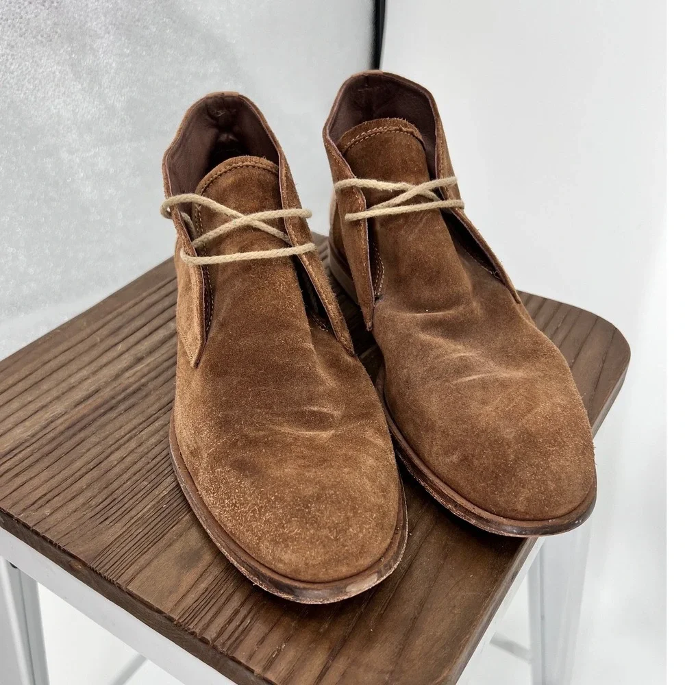 Johnston & Murphy J&M 1850 Two Tone Brown Suede Chukka Boots Made in Italy 9.5